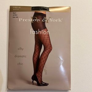 Preston & York Contol Top Diamond Net Hosiery